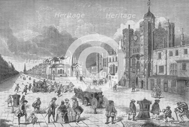 View of St James's Palace, Westminster, London, at the time of Queen Anne, c1710 (1878). Creator: Unknown.