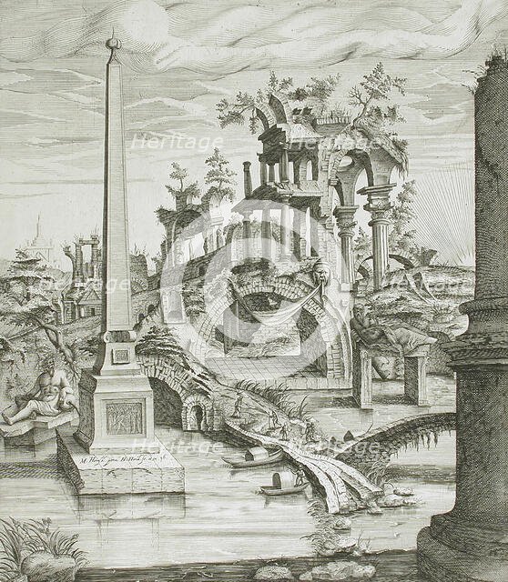 Landscape with Ruins, 1596. Creator: Hendrick Hondius I.