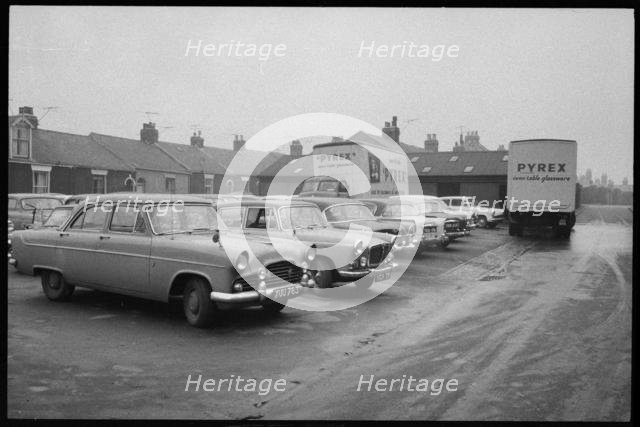 Car park, Wear Flint Glass Works, Alfred Street, Millfield, Sunderland, 1961. Creator: Eileen Deste.