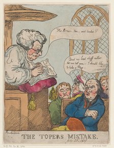The Toper's Mistake, July 20, 1801., July 20, 1801. Creator: Thomas Rowlandson.