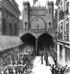 The Royal Visit to the City: Arrival of the Prince and Princess of Wales at Guildhall Yard, 1876. Creator: Unknown.