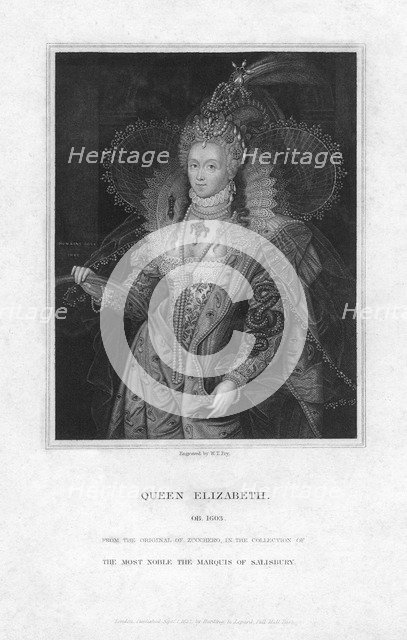 Elizabeth I, Queen of England, (1832).Artist: William Thomas Fry