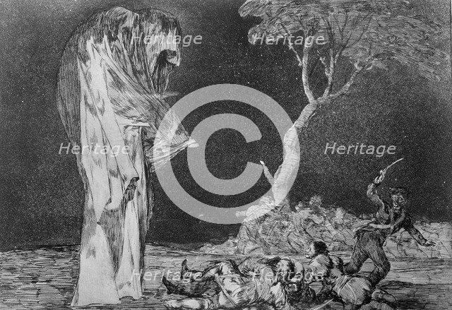 The Proverbs or The Follies, series of etchings by Francisco de Goya, plate 2: 'Disparate de mied…