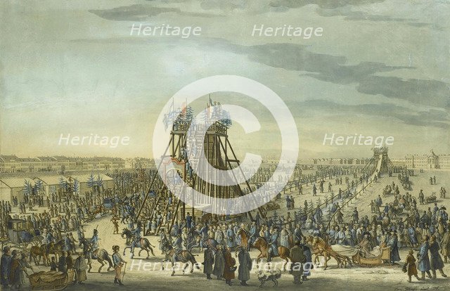 Catherine the Great Visiting the Ice Mountain in Saint Petersburg, 1788. Artist: Paterssen, Benjamin (1748-1815)
