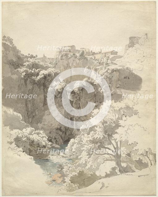 Tivoli and the Temple of the Sibyl Above the Aniene Gorge, 1824. Creator: Carl Wagner.