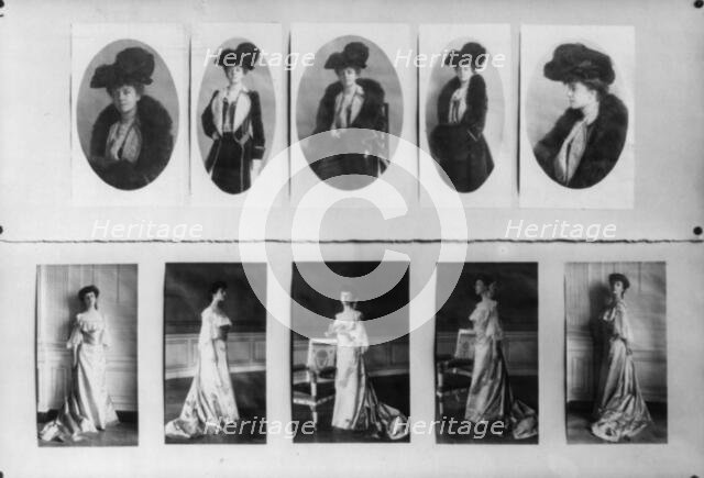 Alice Roosevelt Longworth photographs presentation display, between c1890 and c1910. Creator: Frances Benjamin Johnston.