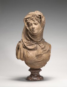 Fantasy Bust of a Veiled Woman (Marguerite Bellanger?), c. 1865/1870. Creator: Albert Ernest Carrier de Belleuse.