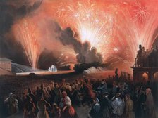 Coronation fireworks in Moscow, 1856.  Artist: Pharamond Blanchard