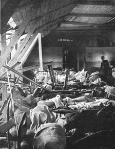 Bombardment of Vadelaincourt Hospital; A room where, on the same day, nurses..., 1917. Creator: Unknown.