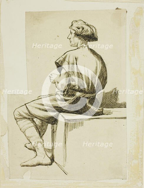 Seated Man in Tunic, 1860/69. Creator: Charles Samuel Keene.