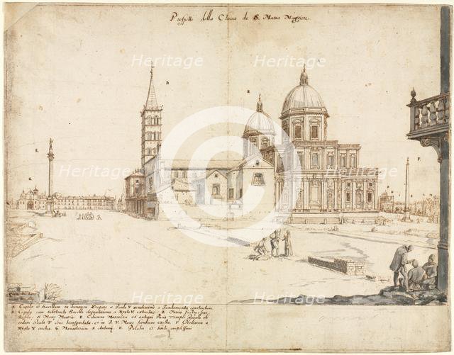 Eighteen Views of Rome: The Basilica of Santa Maria Maggiore, 1664. Creator: Lievin Cruyl (Flemish, c. 1640-c. 1720).