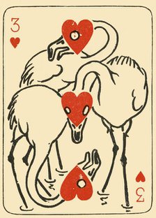 'Three weird cranes formed out of the three of hearts', 1910. Creator: Starr Wood.