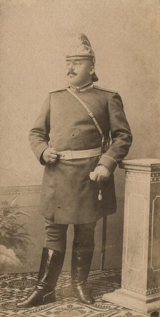 Fire Chief A. F. Domishkevich in Uniform with a Sabre and in a Helmet, 1901. Creator: Unknown.