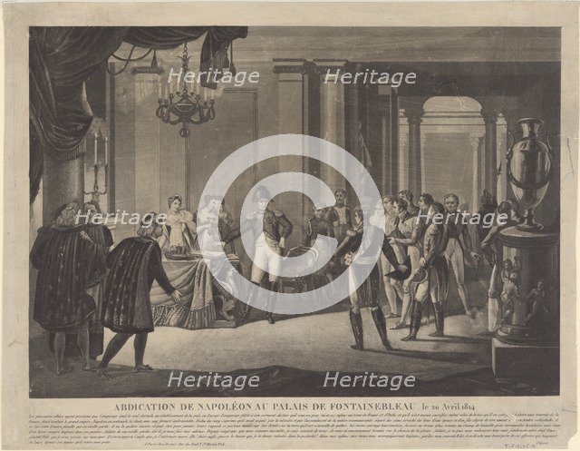 The Abdication of Napoleon at Fontainebleau, 1814. Artist: Anonymous  