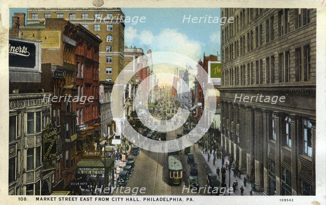 Market Street east from City Hall, Philadelphia, Pennsylvania, USA, 1926. Artist: Unknown