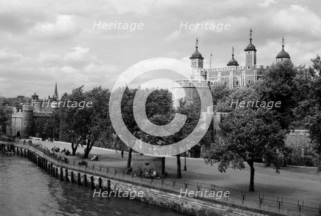 Tower of London from Tower Bridge, London, c1945-c1965. Artist: SW Rawlings