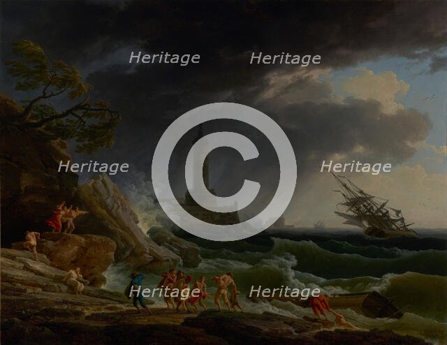A Storm on a Mediterranean Coast, 1767. Creator: Claude-Joseph Vernet.