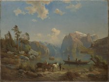Mountain Landscape with a Lake, 1860-1861. Creator: Aleksander Kotsis.
