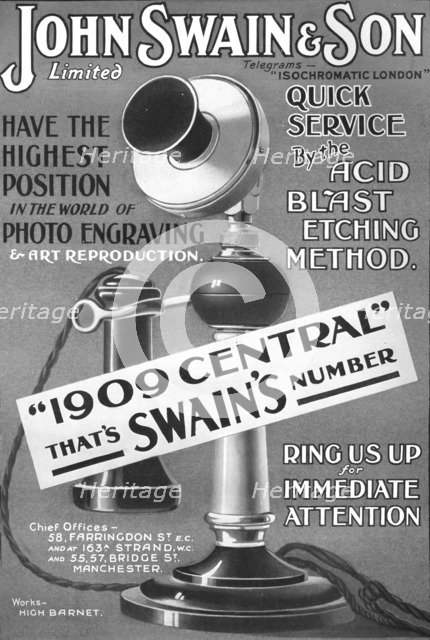 'John Swain & Son Limited advertisement', 1907. Artist: Unknown.