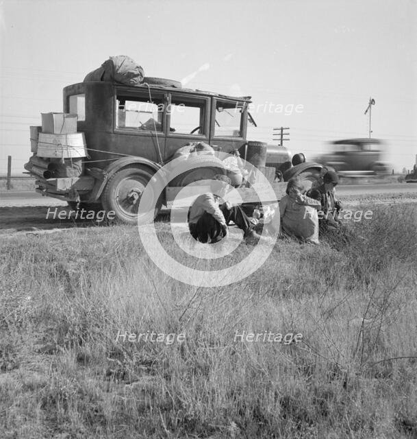 Depression refugee family from Tulsa, Oklahoma, arrived in California June 1936, 1936. Creator: Dorothea Lange.