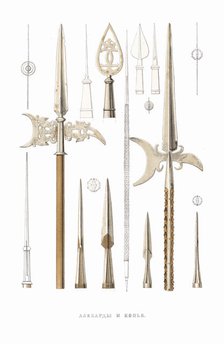 Halberds and spears. From the Antiquities of the Russian State, 1849-1853. Creator: Solntsev, Fyodor Grigoryevich (1801-1892).