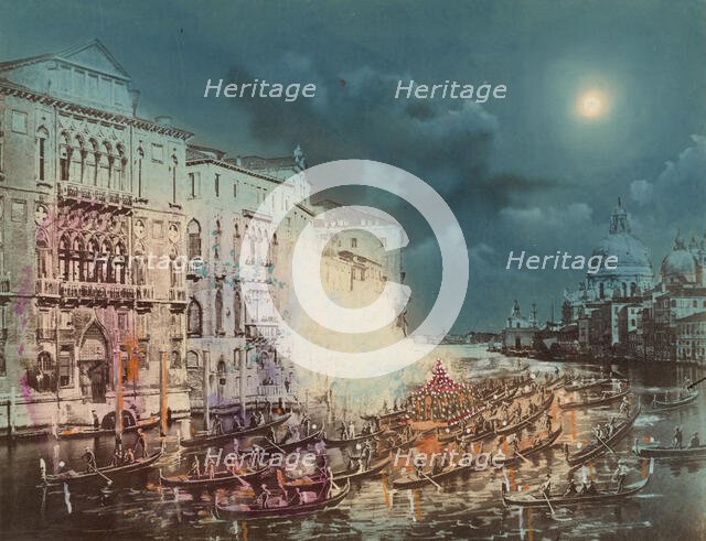 The Grand Canal during Carnival, Venice, about 1860-1880. Creator: Unknown.