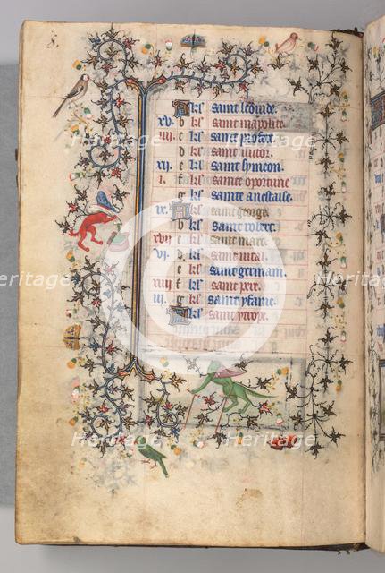 Hours of Charles the Noble, King of Navarre (1361-1425): fol. 4v, April, c. 1405. Creator: Master of the Brussels Initials and Associates (French).