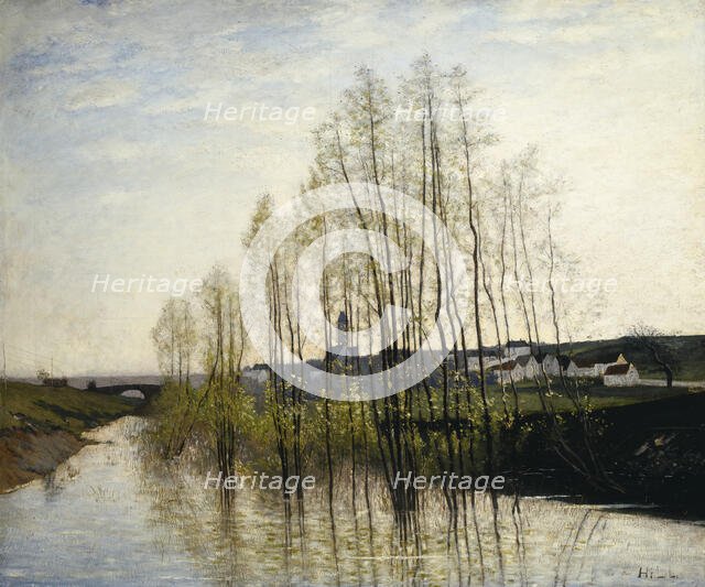 River Landscape, Champagne, 1876. Creator: Carl Fredrik Hill.