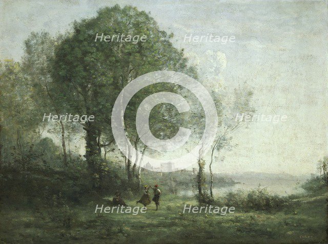 'Castel Gandolfo, dancing Tyrolean shepherds by Lake Albano', 1843-1875