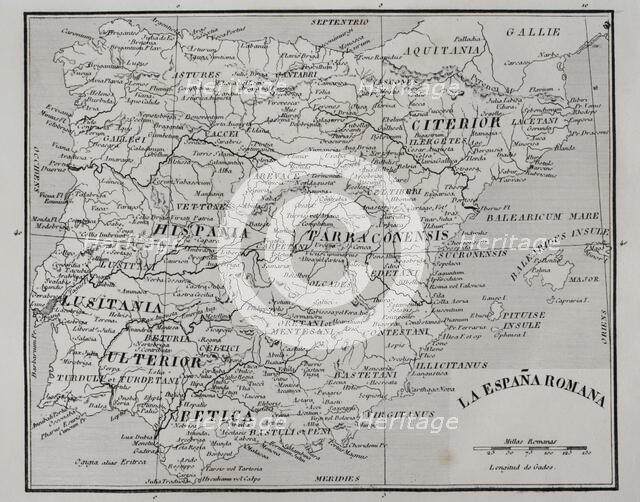 Map of Roman Hispania, 1852.  Creator: Unknown.