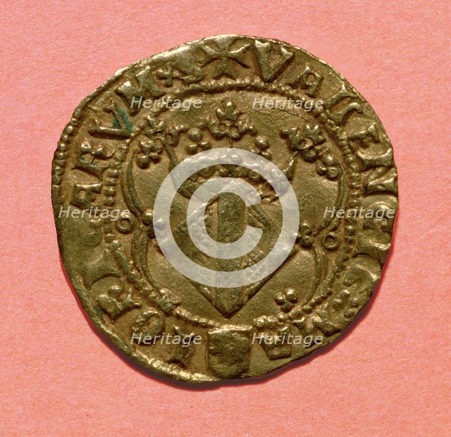 Reverse of a Ducat, currency of the time of Ferdinand II 'The Catholic', mint in Valencia.