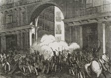 Defense of the Plaza Mayor, Madrid, Spain on July 7, 1822, (1853). Creators: Bernardo Rico, Miranda.
