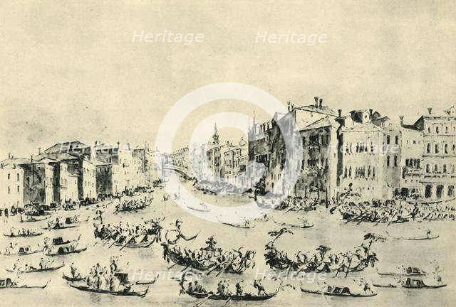 Regatta on the Grand Canal, Venice, mid-late 18th century, (1943). Creator: Francesco Guardi.