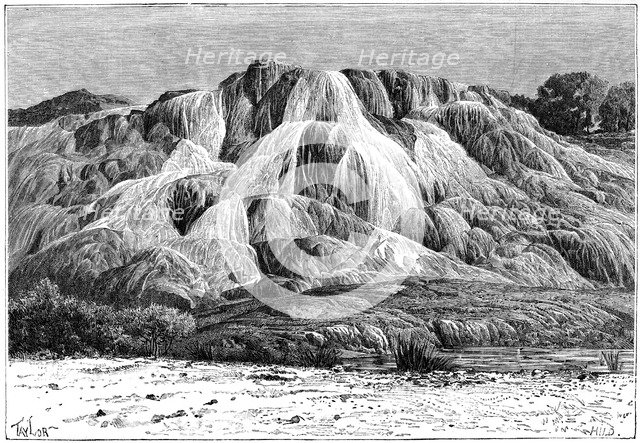 Petrified cascade of Hammam el Meskoutine, Algeria, c1890.Artist: Hildibrand