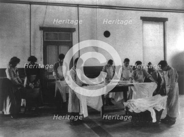Laundry class, Carlisle Indian School, Carlisle, Pennsylvania, 1901. Creator: Frances Benjamin Johnston.