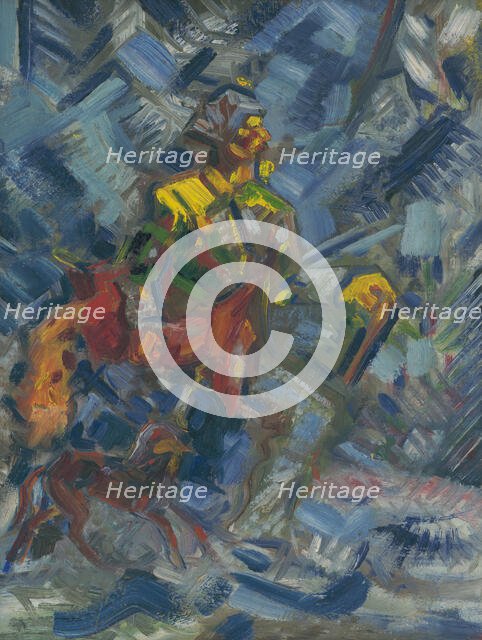 Hunter in a Blue Forest, 1940. Creator: Arnold Peter Weisz-Kubincan.