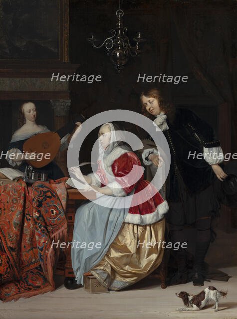 A Young Woman Composing a Piece of Music. Creator: Gabriel Metsu.