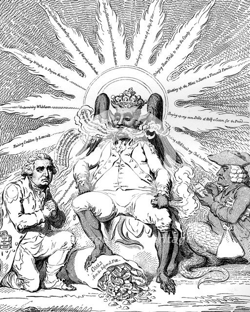 'Satan in all his Glory...', 1792.Artist: James Gillray