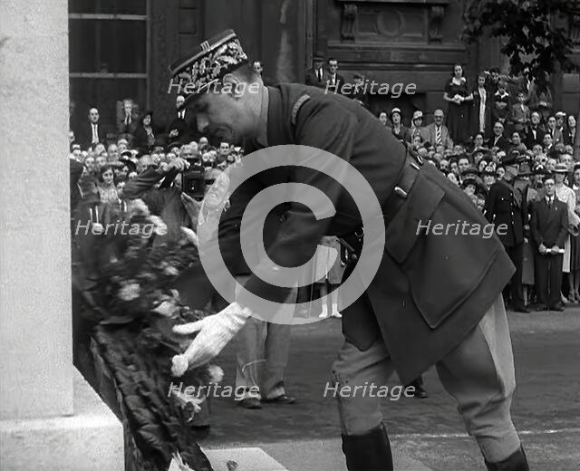 Charles de Gaulle Laying a Wreath, 1941. Creator: British Pathe Ltd.