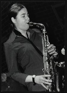 Allison Neale playing alto saxophone at The Fairway, Welwyn Garden City, Hertfordshire, 2001. Artist: Denis Williams