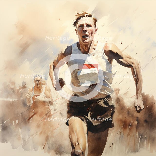 AI IMAGE - Illustration of Roger Bannister, 1950s, (2023).  Creator: Heritage Images.