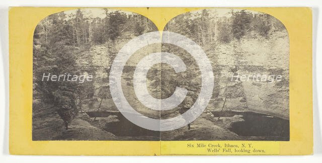 Six Mile Creek, Ithaca, N.Y. Well's Fall, looking down, 1860/65. Creator: J. C. Burritt.