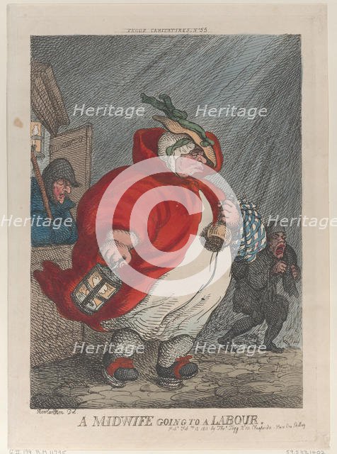 A Midwife Going to a Labour, February 12, 1811., February 12, 1811. Creator: Thomas Rowlandson.