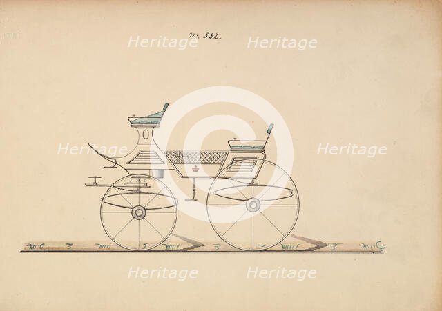 Design for 4 seat Phaeton, no top, no. 332, 1850-70. Creator: Brewster & Co.