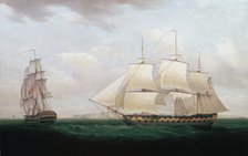 'Two East Indiamen off a Coast', Thomas Whitcombe, c1850. Artist: Thomas Whitcombe