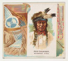 Red Thunder, Blackfeet Sioux, from the American Indian Chiefs series (N36) for Allen & Gin..., 1888. Creator: Allen & Ginter.