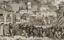 Entry into Spain of French general Pierre Antoine Dupont de l'Etang in 1808, (1851).  Creator: Unknown.