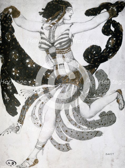 'Cleopatra', ballet costume design, 1909. Artist: Leon Bakst