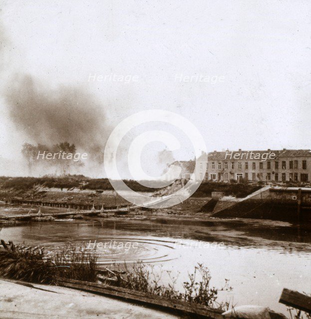 Explosion, Nieuwpoort, Flanders, Belgium, c1914-c1918. Artist: Unknown.