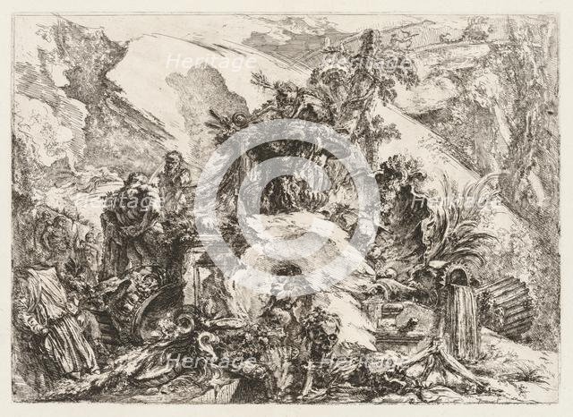 Groteschi: Ruins with Death's Head and Skeleton. Creator: Giovanni Battista Piranesi (Italian, 1720-1778).